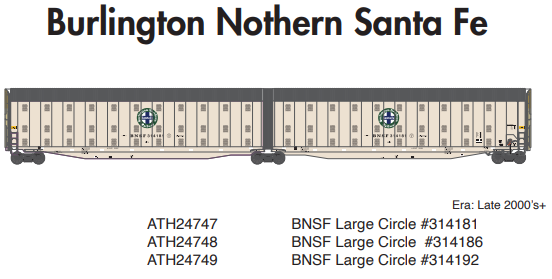 PREORDER Athearn ATH24747 N Auto-Max Carrier, BNSF/Large Circle