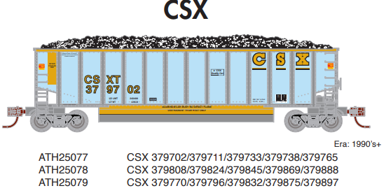 PREORDER Athearn ATH25078 N Bethgon Coalporter w/Load, CSX 379808/379824/379845/379869/379888