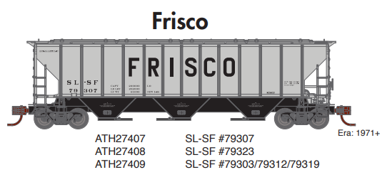 Athearn ATH27408 N PS 4427 Covered Hopper, Frisco