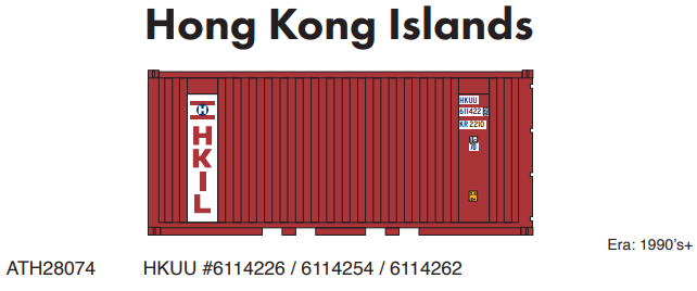 Athearn ATH28074 HO 20' Corrugated Container, HKUU (3)