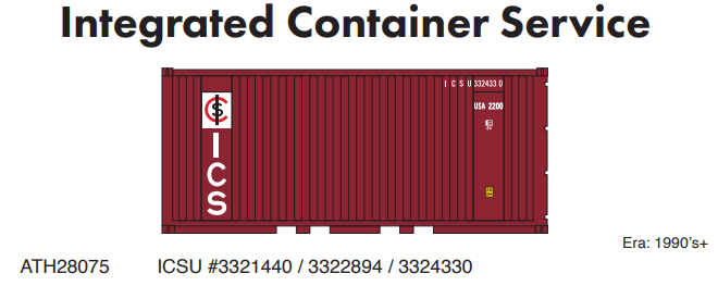 PREORDER Athearn ATH28075 HO 20' Corrugated Container, ICSU (3)