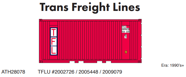 Athearn ATH28078 HO 20' Corrugated Container, TFLU (3)