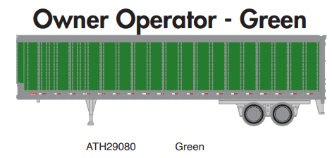 Athearn ATH29080 HO 45' Smooth Side Trailer, Green