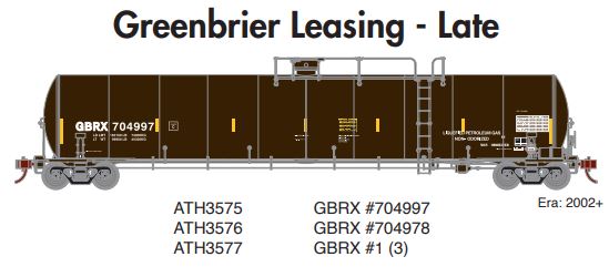 Athearn ATH3576 N 33,900-Gallon LPG Tank/Late, GBRX