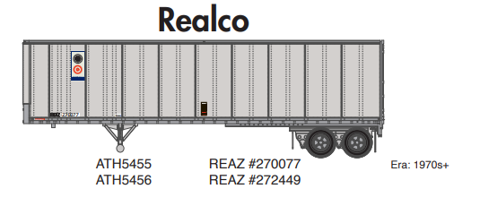 Athearn ATH5456 N 40' Fruehauf Trailer, Realco/REAZ