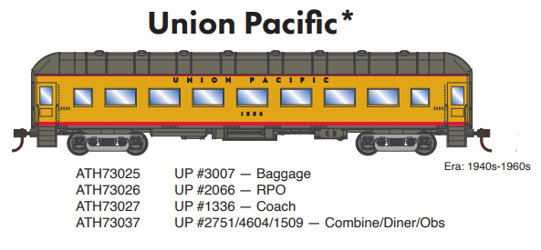 PREORDER Athearn ATH73027 HO RTR Arch Roof Coach, UP