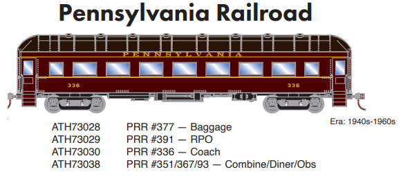 PREORDER Athearn ATH73029 HO RTR Arch Roof Harriman RPO, PRR