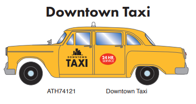 Athearn ATH74121 HO RTR 1950s Taxi, Downtown Taxi