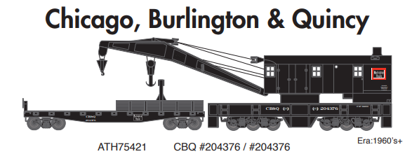 Athearn ATH75421 HO 200T Crane/Tender, CB&Q
