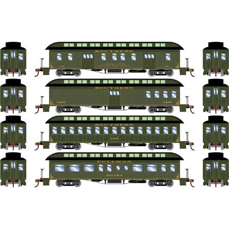 Athearn ATH84859 HO 50' Old Time Overland Passenger Set, SOU
