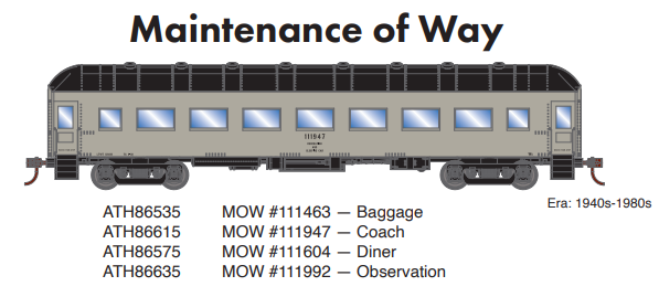 PREORDER Athearn ATH86535 HO RTR Arch Roof Baggage, MOW
