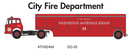 PREORDER Athearn ATH92464 HO Ford C Truck with Hazmat Trailer, Fire Rescue