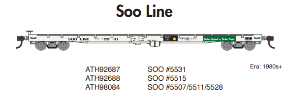 Athearn ATH98084 HO 60' Flat, SOO (3)