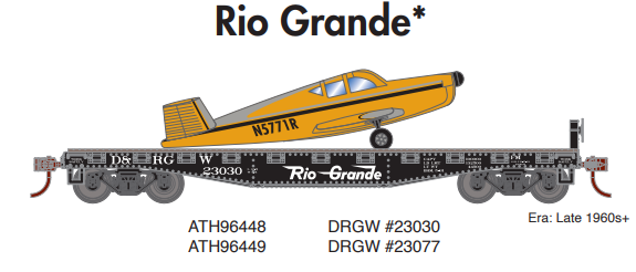 PREORDER Athearn ATH96448 HO 40' Flat Car w/Plane, D&RGW