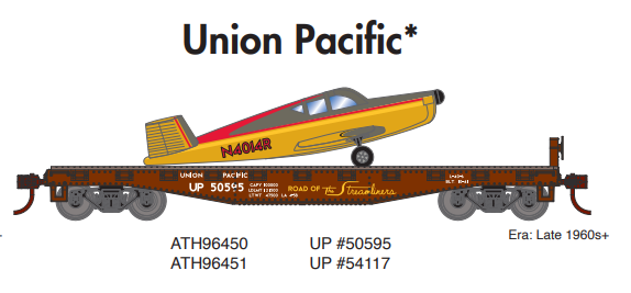 PREORDER Athearn ATH96450 HO 40' Flat Car w/Plane, UP