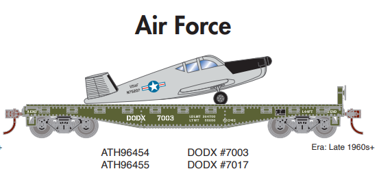 PREORDER Athearn ATH96455 HO 40' Flat Car w/Plane, DODX/USAF