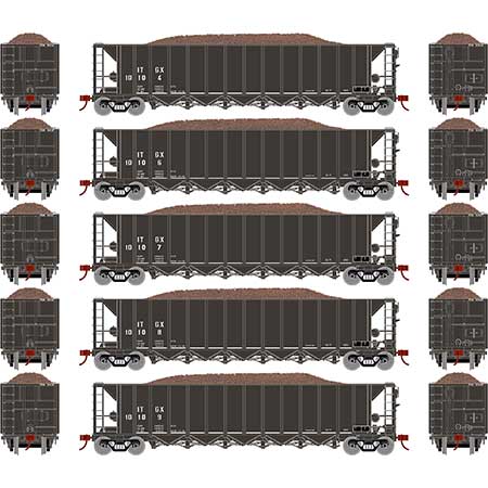 PREORDER Athearn ATH98495 HO RTR 5-Bay Rapid Discharge Hopper,ITGX/Black (5)