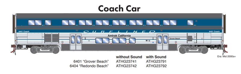 PREORDER Athearn Genesis ATHG23791 HO Surfliner Coach w/Lights & Sound, Amtrak