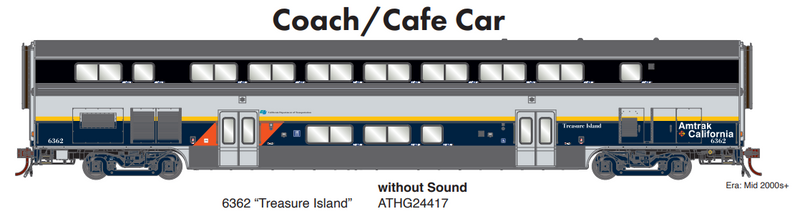 PREORDER Athearn Genesis ATHG24417 HO Amtrak Cali II Coach/Cafe w/Lights,CDTX