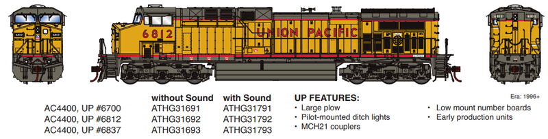 Athearn Genesis ATHG31692 HO AC4400CW, UP