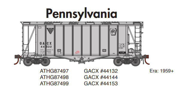 Athearn Genesis ATHG87499 HO GATC 2600 Airslide Hopper, PRR/GACX