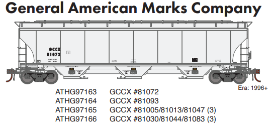 Athearn ATHG97163 HO Trinity 3-Bay Hoppers, GCCX