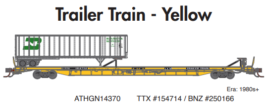 Athearn Genesis ATHGN14370 N F89-F Flat with Trailer, TTX #154714 / BNZ #250166
