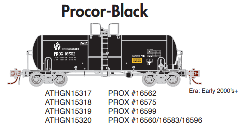 PREORDER Athearn Genesis ATHGN15317 N 13,600-Gallon Acid Tank, PROX/Black