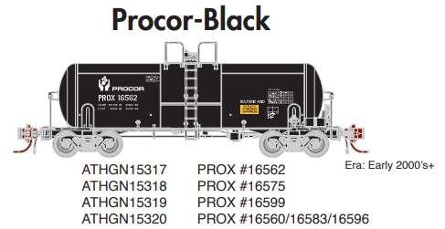 Athearn Genesis ATHGN15318 N 13,600-Gallon Acid Tank, PROX/Black