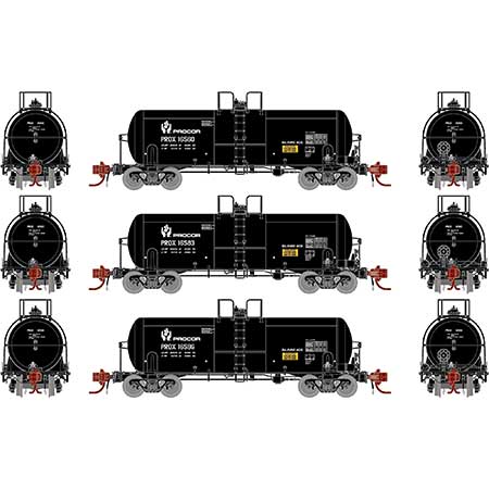 PREORDER Athearn Genesis ATHGN15320 N 13,600-Gallon Acid Tank, PROX/Black (3)