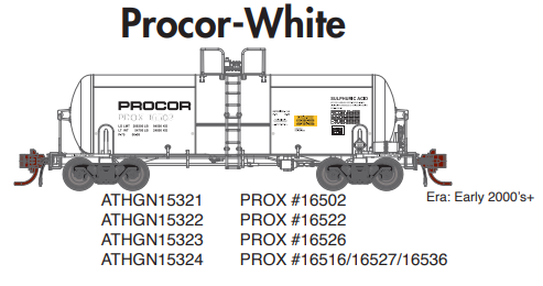 PREORDER Athearn Genesis ATHGN15323 N 13,600-Gallon Acid Tank, PROX/White