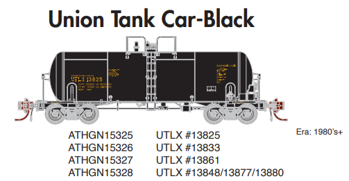 PREORDER Athearn Genesis ATHGN15325 N 13,600-Gallon Acid Tank, UTLX/Black