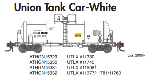 PREORDER Athearn Genesis ATHGN15331 N 13,600-Galon Acid Tank, UTLX/White