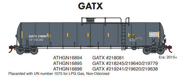 Athearn Genesis ATHGN16895 N 33,900-Gallon LPG Tank, GATX