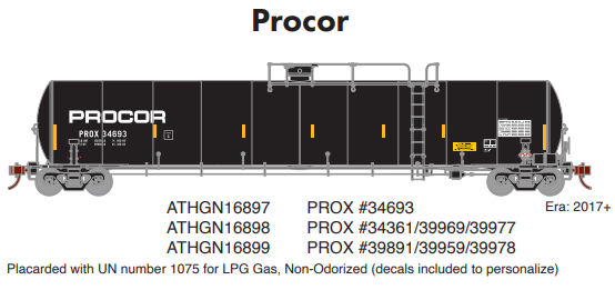 Athearn Genesis ATHGN16898 N 33,900-Gallon LPG Tank, PROX