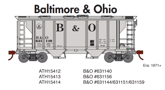 Athearn ATH15413 HO PS-2 2003 2-Bay Hopper, B&O