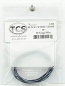 Train Control Systems TCS1206 30 Gauge, 7 Strand. .026 Diameter Wire 10'  3.05m Roll -- Black w/White Stripe