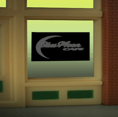 Miller Engineering Animation 8960 Blue Moon window sign,