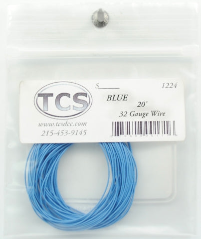 Train Control Systems TCS1224 32 Gauge Wire 20' 6.1m Roll -- Blue