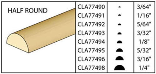 Northeastern Scale Lumber 496 Half Round Moulding -- 3/16 x 24", I Scale