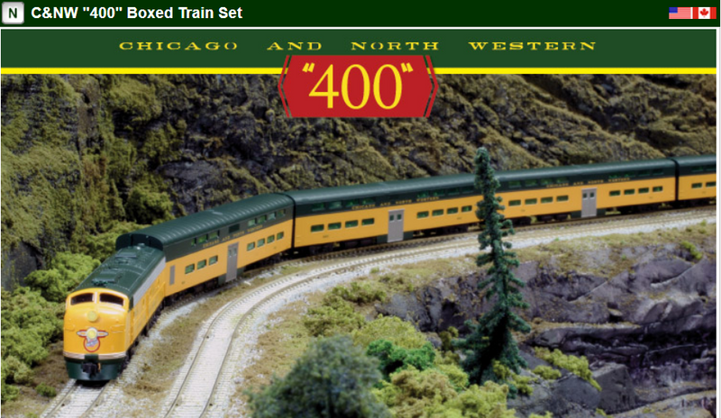 Kato KAT106104 CNW "400" EMD E8A and 5-Car Train-Only Set - Standard DC -- Chicago & North Western (yellow, green), N Scale