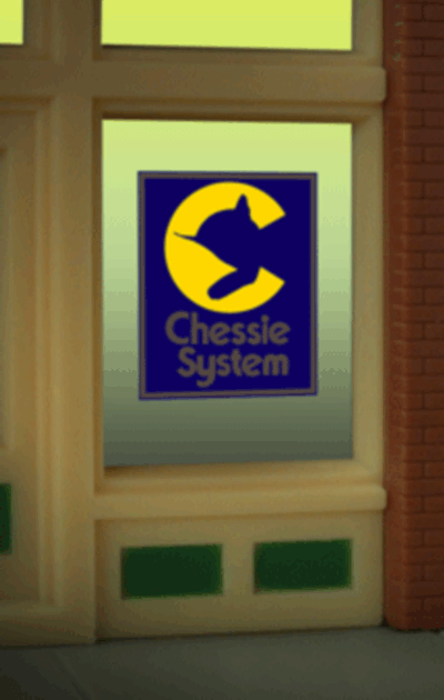 Miller Engineering Animation 9070 Chessie System Window Sign, HO/O scale
