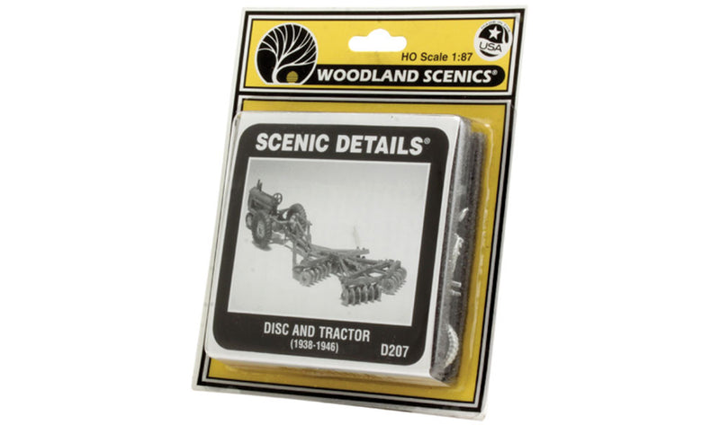 Woodland Scenics D207 Disc & Tractor (1938-1946) (UNPAINTED METAL KIT) HO Scale Kit, HO Scale