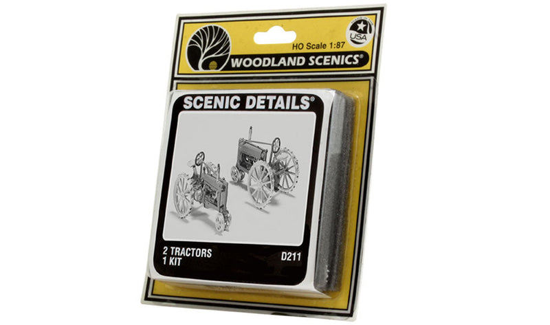 Woodland Scenics D211 2 Tractors (1929-1938) HO Scale Kit (UNPAINTED METAL KIT) pkg(2), HO Scale