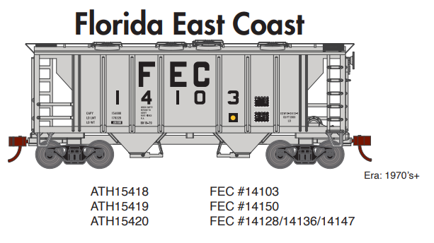 Athearn ATH15418 HO PS-2 2003 2-Bay Hopper, FEC