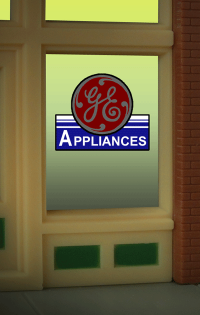 Miller Engineering Animation 8835 GE Window Sign Suitable for HO/O scales