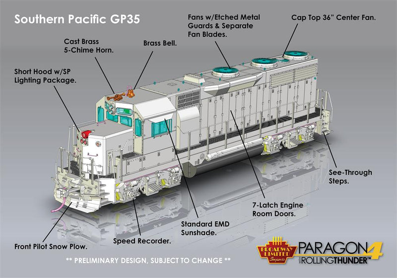 BLI 7546 EMD GP35, SP 6629, Bloody Nose, SP on Nose, Paragon4 Sound/DC/DCC, HO Scale