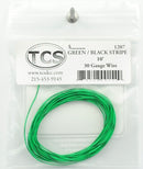 Train Control Systems TCS1207 30 Gauge, 7 Strand. .026 Diameter Wire 10'  3.05m Roll -- Green w/Black Stripe