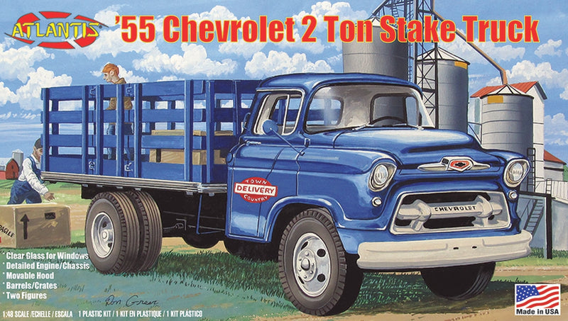 Atlantis Models H1401 1955 Chevrolet 2 ton Stake Truck Plastic Model Kit, 1:48 Scale