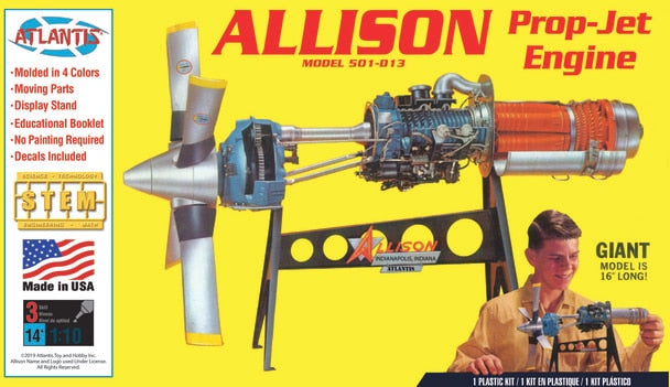 Atlantis Models H1551 Allison 501-D13 Prop Jet Aircraft Engine Plastic Model Kit 1:10